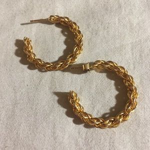 Gold-tone Rope Earrings Hoops Vintage